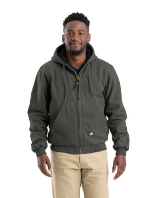 Berne Men's Super-Duty Washed Duck Quilt-Lined Hooded Jacket