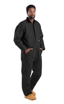 Berne Men's Duck Quilt-Lined Insulated Coveralls, L,Black at