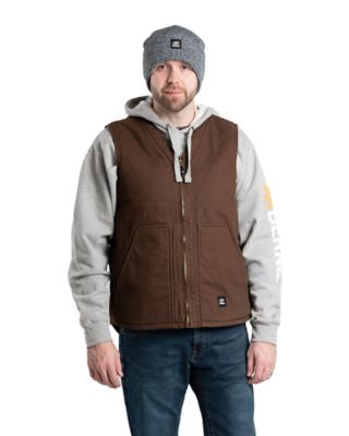 Berne Men's Sherpa-Lined Washed Duck V-Neck Vest, VW531BB