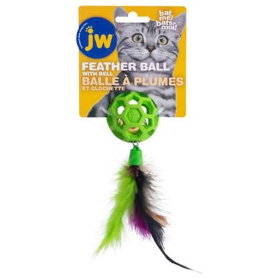 JW Pet Cataction Feather Ball with Bell Hexagon Cutout Interactive Cat Toy