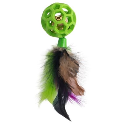 Image showing  Cataction Feather Ball with Bell Hexagon Cutout Interactive Cat Toy