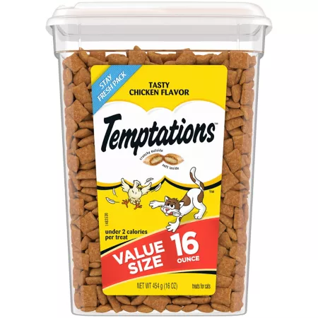 Temptations Classic Crunchy and Soft Chicken Flavor for Cats Tasty Treats 16 oz Tank Cat Crunchy Treats