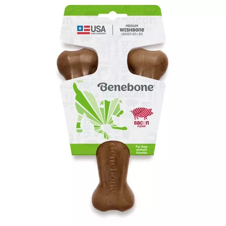 Benebone Wishbone Bacon Flavored Dog Chew Toy Medium Dog Chew Toys