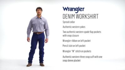 Image showing  Men's Cowboy Cut Western Denim Work Shirt
