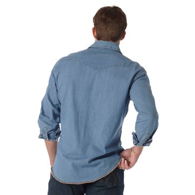 Image showing  Men's Cowboy Cut Western Denim Work Shirt