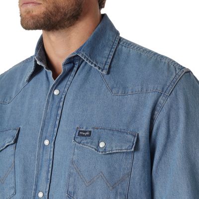 Image showing  Men's Cowboy Cut Western Denim Work Shirt