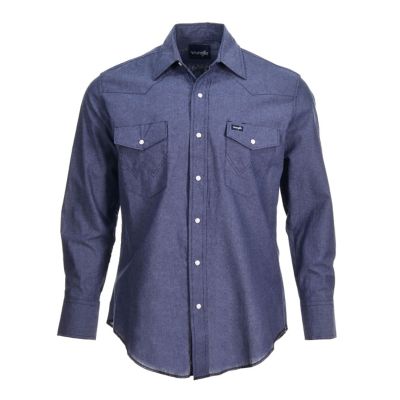 wrangler men's western denim shirt