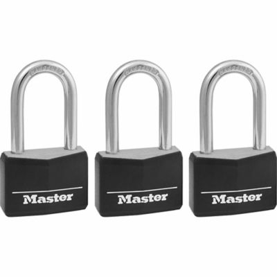 Master Lock 1-9/16 in. Covered Solid Body Padlocks, 1-1/2 in. Shackle, 3-Pack