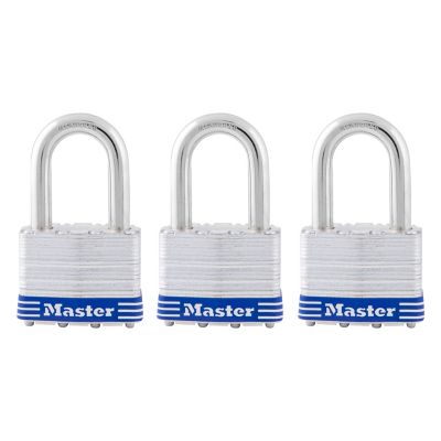Image showing  1-1/2 in. Shackle Laminated Steel Pin Tumbler Padlocks, 3-Pack