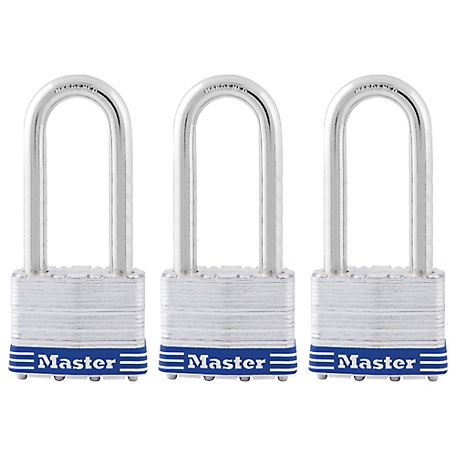 Master Lock 2 in. Laminated Steel Pin Tumbler Padlocks, 2-1/2 in. Shackle, 3-Pack