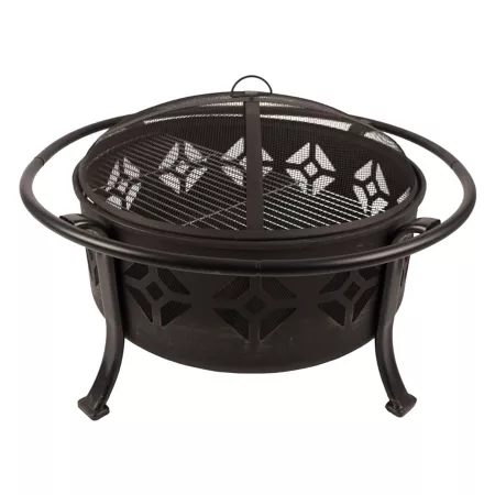 Pleasant Hearth Sunderland 12" Deep Bowl Fire Pit Cooking Grate Fire Pits