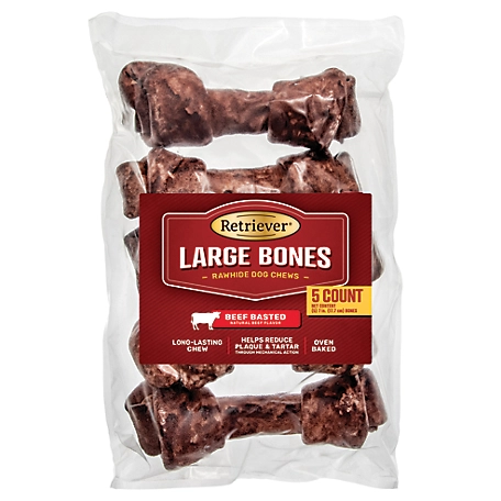 Retriever Beef-Basted Large Bones Dog Chew Treats, 5 ct.
