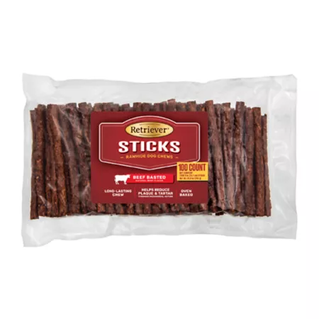 Retriever Beef-Basted Munchy Sticks Dog Chews 100 ct Dog Jerky Treats