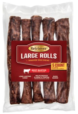 Retriever Beef-Basted Large Rolls Dog Chew Treats, 5 ct. Pups choose Basted Chews
