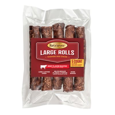 Retriever Beef-Basted Large Rolls Dog Chew Treats, 5 ct.