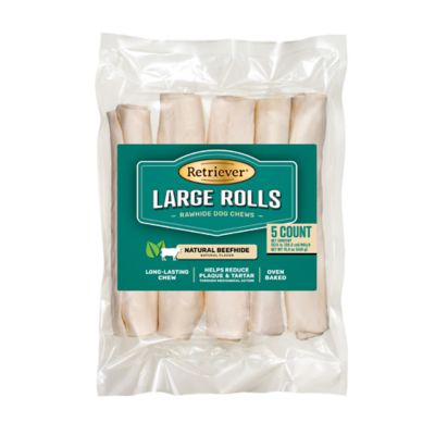 Retriever Natural Beefhide Large Rolls Dog Chew Treats, 5 ct.