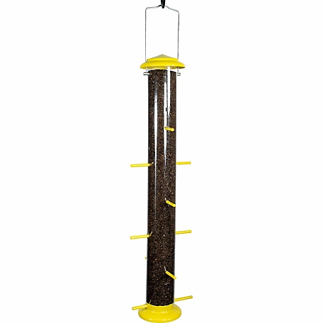Yellow Straight Sided Finch Tube Hanging Bird Feeder - 1.5 lb. Capacity