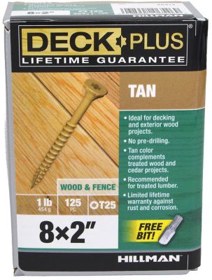 Hillman #8 x 2 in. Deck Plus Deck Screws, Tan, 1 lb., 125-Pack