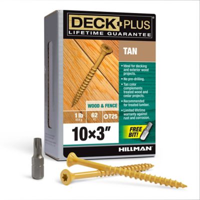 Hillman #10 x 3 in. Deck Plus Deck Screws, Tan, 1 lb., 62-Pack