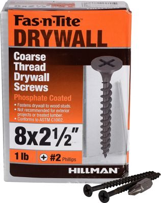 Hillman #8 x 3 in. Fas-N-Tite Coarse Thread Drywall Screws, 77-Pack