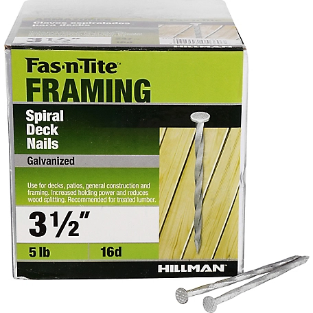 Hillman Fas-N-Tite Hot Dipped Galvanized Spiral Deck Nails (3-1/2in.) - 5lb