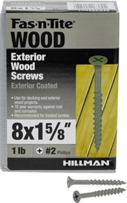 Image showing  #8 x 1-5/8in. Fas-N-Tite Exterior Coated Wood Screws, 150 pk.