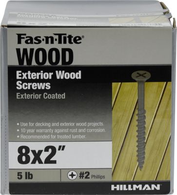 Hillman #8 x 2 in. Fas-N-Tite Exterior Coated Wood Screws, 624-Pack