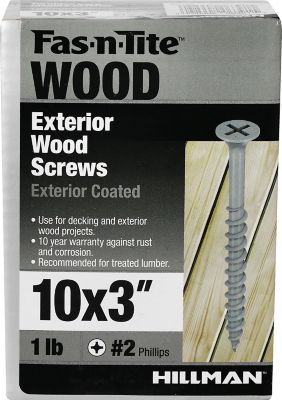 Hillman Fas-N-Tite Exterior Coated Wood Screws (#10 x 3in.) -1lb