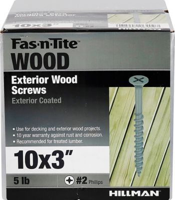 Hillman Fas-N-Tite Exterior Coated Wood Screws (#10 x 3in.) -5lb