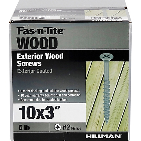 Hillman Fas-N-Tite Exterior Coated Wood Screws (#10 x 3in.) -5lb