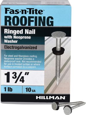 Hillman Fas-N-Tite Electro-Galvanized Ringed Roofing Nails with Neoprene Washer (1-3/4 in.) - 1lb Box