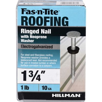 Image showing  1-3/4in. 10 ga. Fas-N-Tite Electro-Galvanized Ringed Roofing Nails with Neoprene Washer, 100 ct.