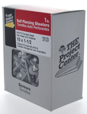 Image showing  Project Center White Painted Self-Piercing Sheeter (#10 x 1-1/2in.) - 1lb