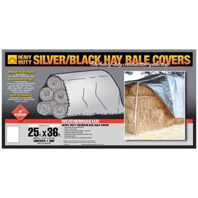 Weathermaster 36 ft. x 25 ft. Heavy-Duty Hay Bale Tarp, Black/Silver