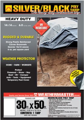 Image showing  30 ft. x 50 ft. Heavy-Duty Poly Tarp, Black/Silver