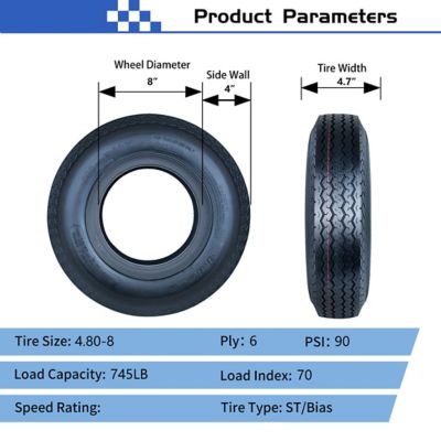 Image showing  4.8-8 6PR Replacement SU01 Trailer Tire