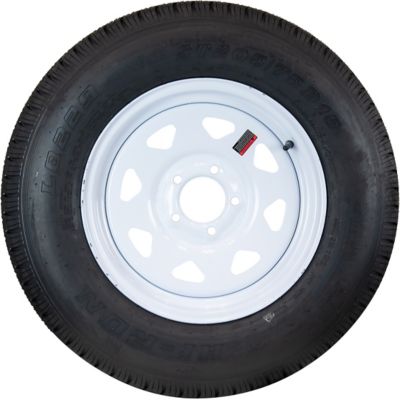 Image showing 5 th Hi-Run 5-Hole White Spoke Wheel Trailer Tire, Load Range C 6PR, ST205/75D15