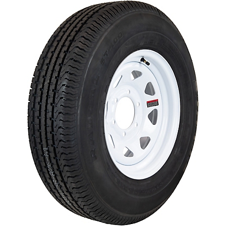 Hi-Run Radial Trailer Tire, ST225/75R15, 6-Hole White Spoke Wheel, Load Range E 10PR, ASR1016