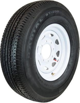 Hi-Run Radial Trailer Tire, ST235/85R16, 8-Hole White Spoke Wheel, Load Range E 10PR, ASR1124