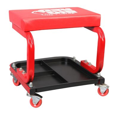 Torin Rolling Creeper Garage Shop Mechanic Padded Seat Stool with Tool Tray Red 
