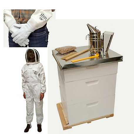 Harvest Lane Honey Complete Starter Beekeeping Kit, 3 Boxes