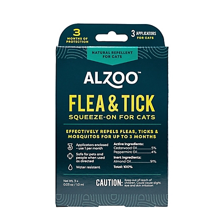 Alzoo Plant-Based Flea and Tick Spot-On Topical Treatment for Cats