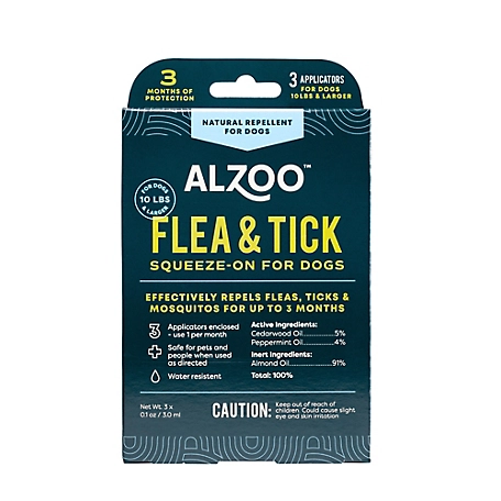 Alzoo Plant-Based Flea and Tick Spot-On Topical Treatment for Dogs, 3 Month Supply