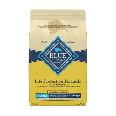 Blue Buffalo Life Protection Formula Natural Adult Healthy Weight Dry Dog Food, Chicken and Brown Rice Very happy with this dog food for both of our dogs that need to be on weight management food