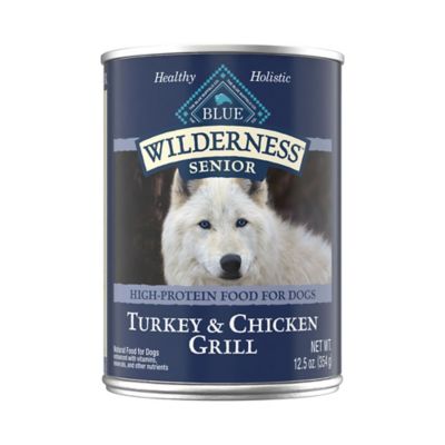 Blue Buffalo Wilderness High Protein, Natural Senior Wet Dog Food, Turkey & Chicken Grill 12.5-oz. Can