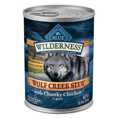 Blue Buffalo Wilderness Wolf Creek Stew All Life Stages Grain-Free Chicken Stew in Gravy Wet Dog Food, 12.5 oz. Can A little pricey, but comparable to most canned dog food, I guess