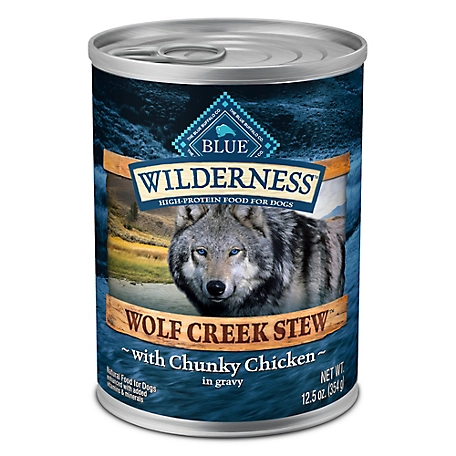 Blue Buffalo Wilderness Wolf Creek Stew All Life Stages Grain-Free Chicken Stew in Gravy Wet Dog Food, 12.5 oz. Can