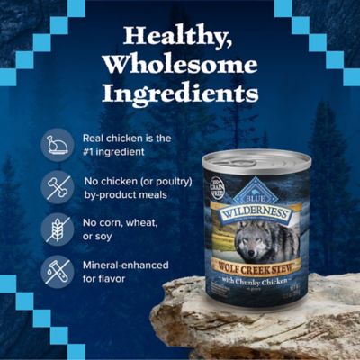 Image showing 5 th Blue Buffalo Wilderness Wolf Creek Stew Adult Grain-Free Chunk Chicken In Gravy Wet Dog Food, 12.5 oz.