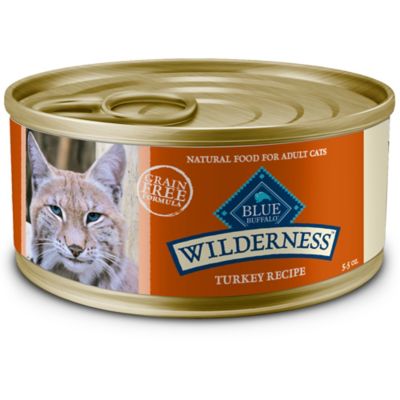 Blue Buffalo Wilderness Natural High-Protein Grain-Free Wet Food for Adult Cats, Turkey Pate, 5.5 oz. Can