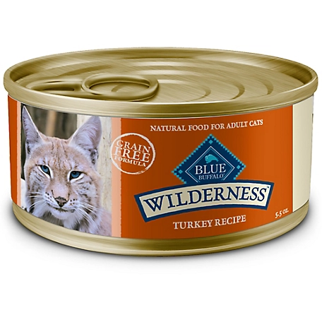Blue Buffalo Wilderness Adult Grain-Free Natural Turkey Pate Wet Cat Food, 5.5 oz. Can